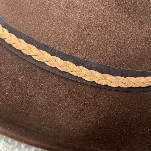 Frye Mens Brown with Tan Trim Fedora / Cowboy Hat - Picture 5 of 14